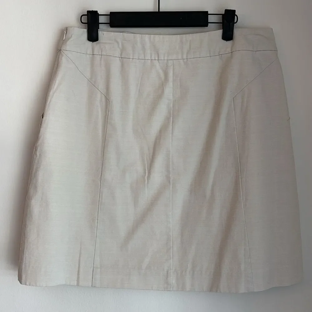 Boden Women’s Cream Ivory front pleat preppy tennis prep Skirt pockets size 10